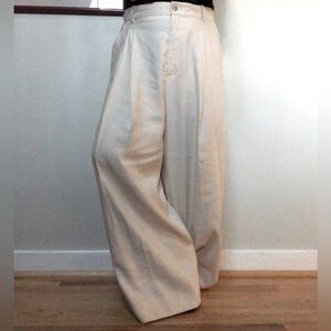 *SOLD* Like New Banana Republic Cream/Tan Linen Trousers Size 14/XL